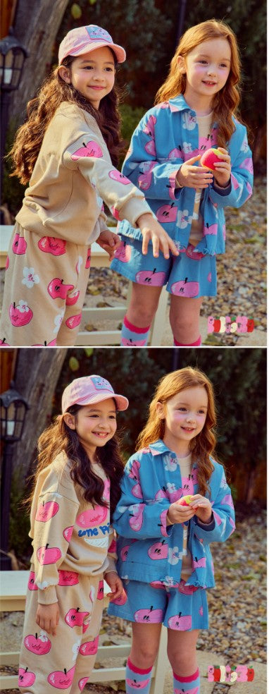 BEBEBEBE 2025 SPRING PRE ORDER Heart peach jacket + shorts SET (BLUE)