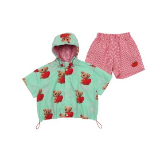 BEBEBEBE 1st summer pre order Apple puppy check shorts SET