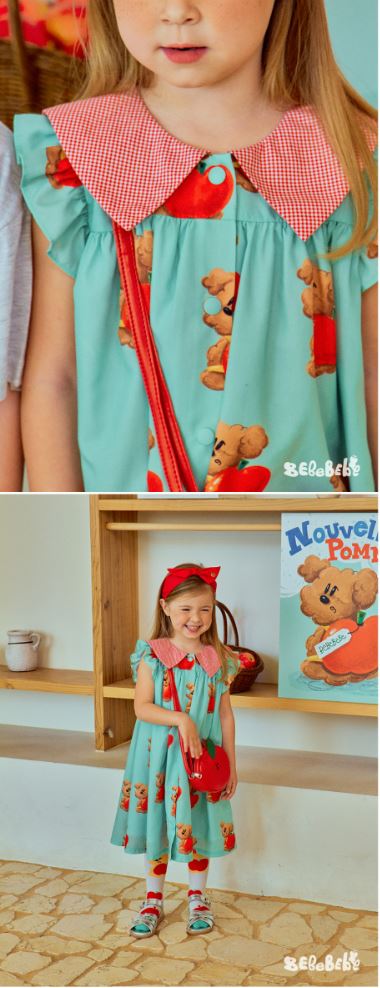 BEBEBEBE 1st summer pre order Apple puppy sleeveless dress (MINT)