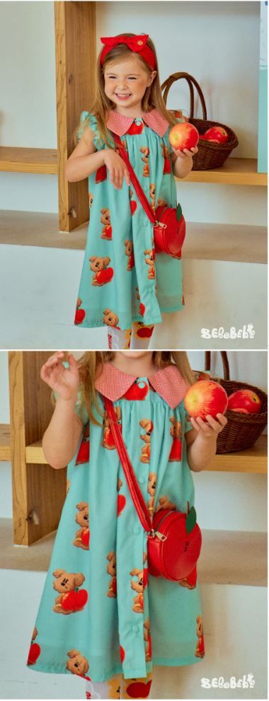 BEBEBEBE 1st summer pre order Apple puppy sleeveless dress (MINT)