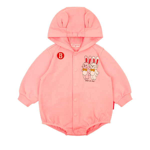 BEBE DE PINO Twin bunny baby loose fit hooded bodysuit