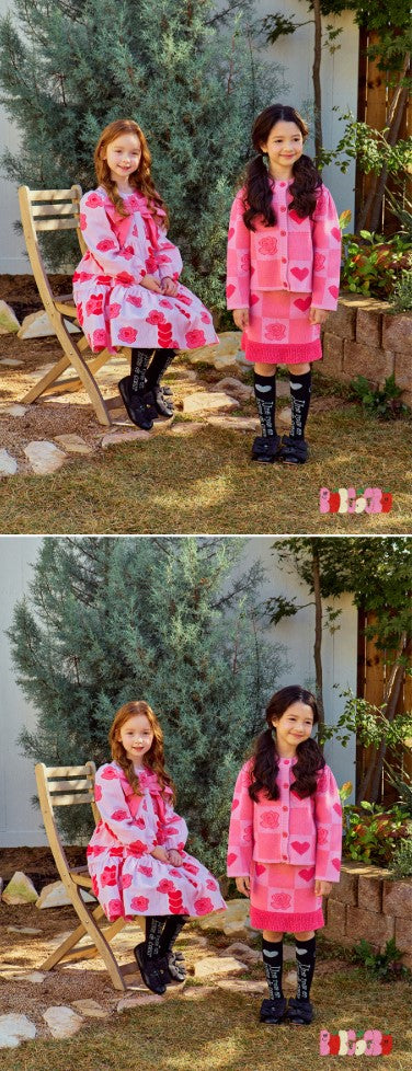 BEBEBEBE 2025 SPRING PRE ORDER Heart rose big ribbon dress (PINK)