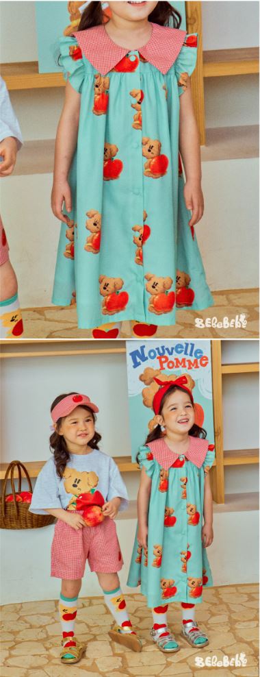 BEBEBEBE 1st summer pre order Apple puppy sleeveless dress (MINT)