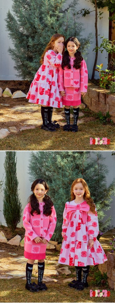 BEBEBEBE 2025 SPRING PRE ORDER Heart rose big ribbon dress (PINK)