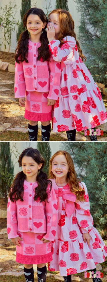 BEBEBEBE 2025 SPRING PRE ORDER Heart rose big ribbon dress (PINK)