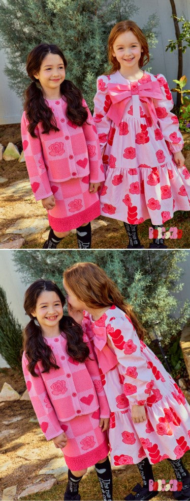 BEBEBEBE 2025 SPRING PRE ORDER Heart rose big ribbon dress (PINK)