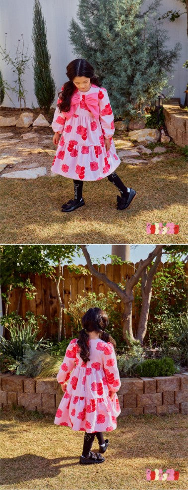 BEBEBEBE 2025 SPRING PRE ORDER Heart rose big ribbon dress (PINK)