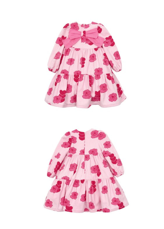 BEBEBEBE 2025 SPRING PRE ORDER Heart rose big ribbon dress (PINK)