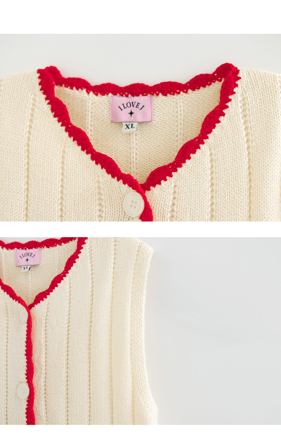 I LOVE J Flower pocket knit vest