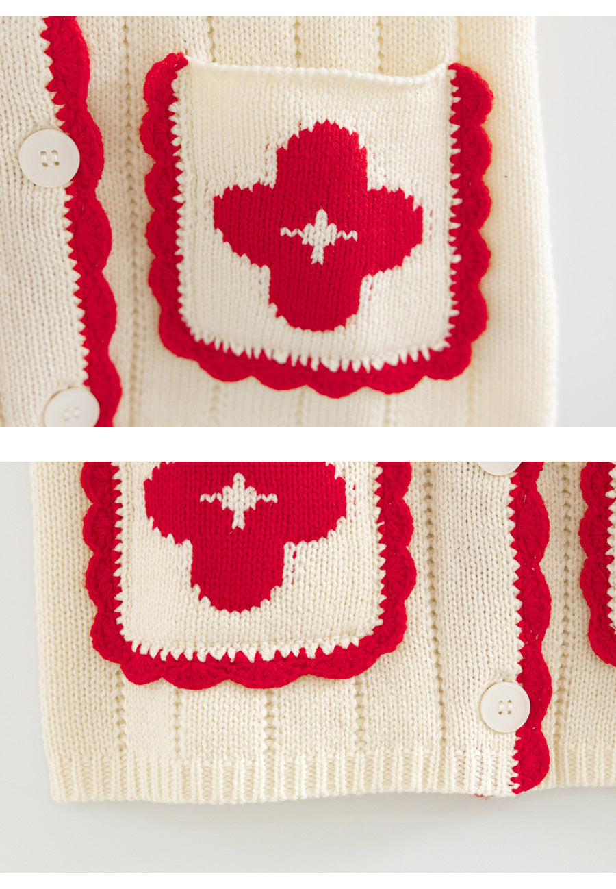 I LOVE J Flower pocket knit vest