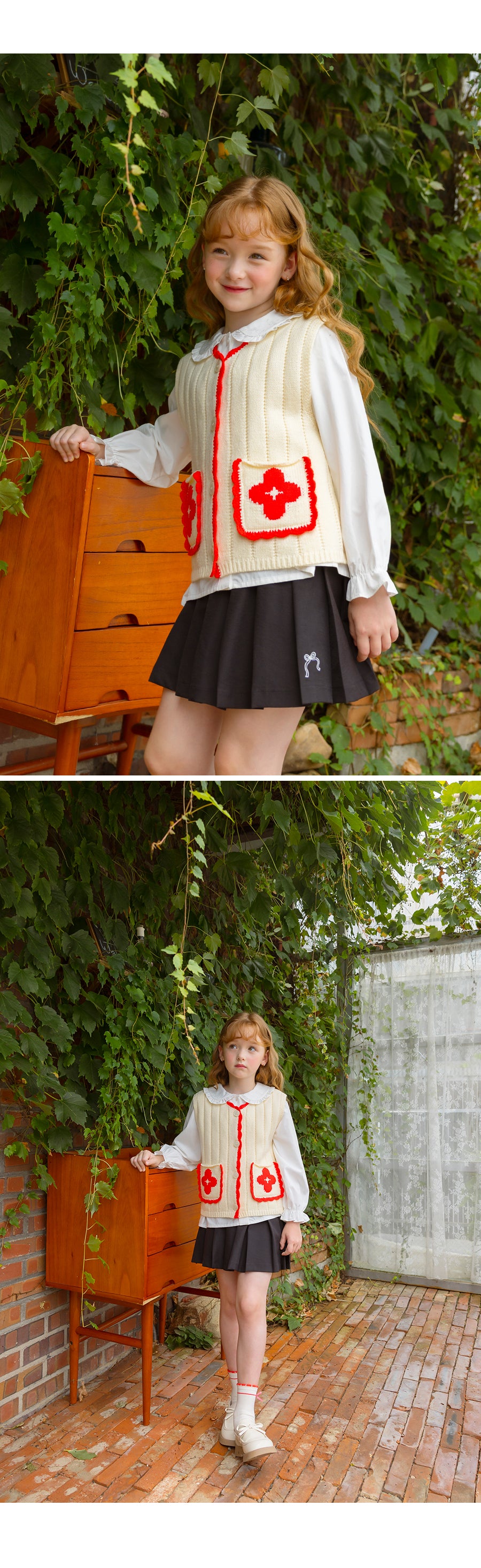 I LOVE J Flower pocket knit vest