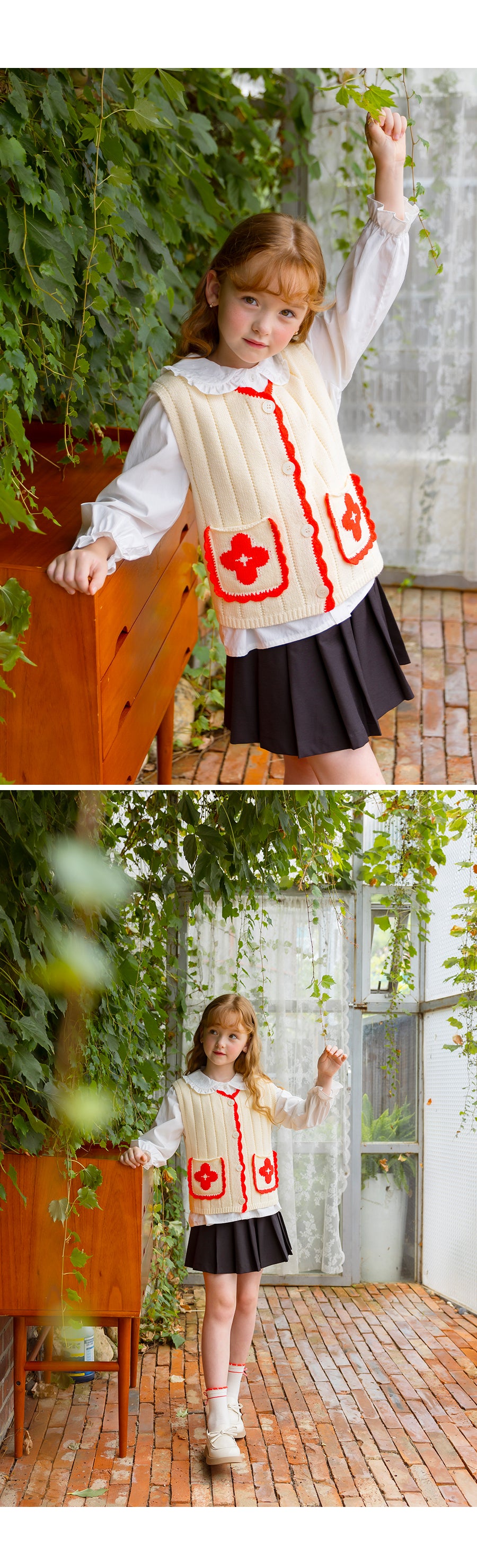 I LOVE J Flower pocket knit vest