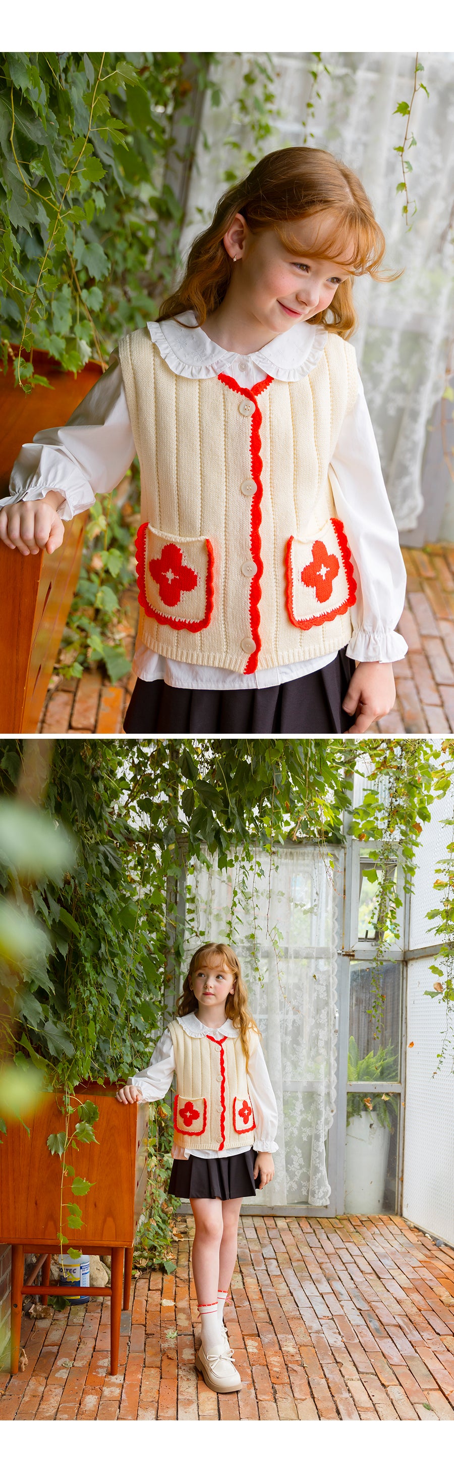 I LOVE J Flower pocket knit vest
