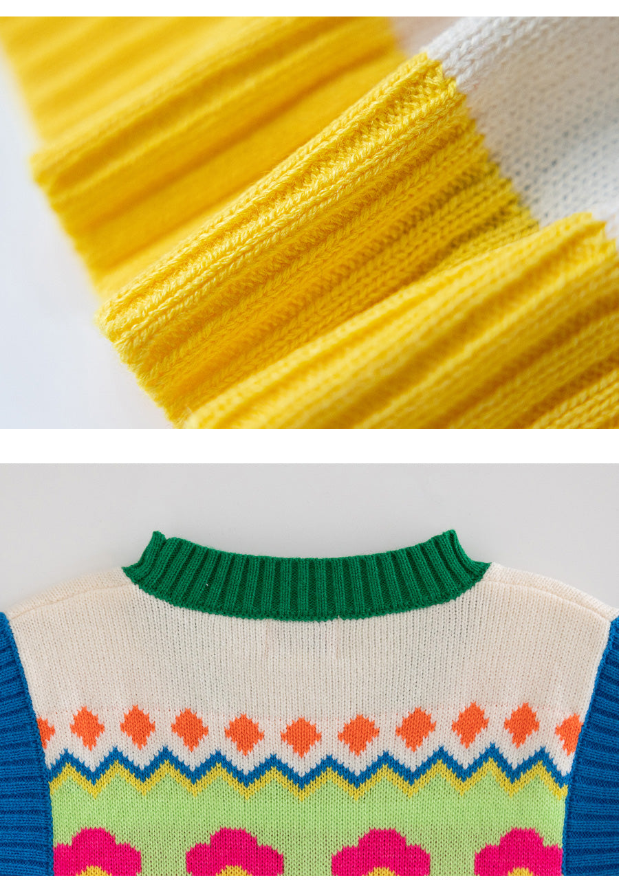 I LOVE J zig flower knit vest