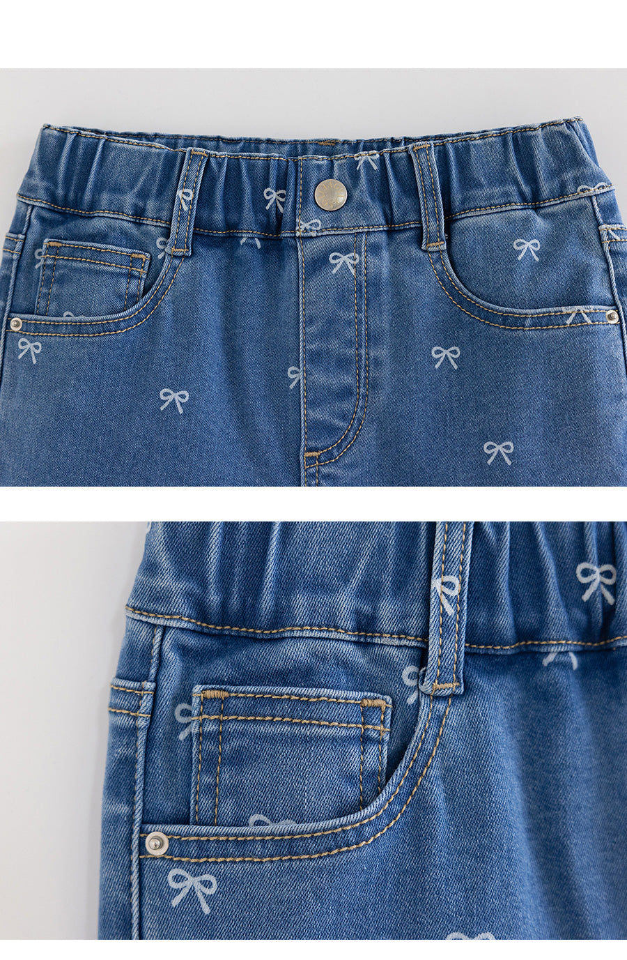 I LOVE J ribbon denim boots cut pants