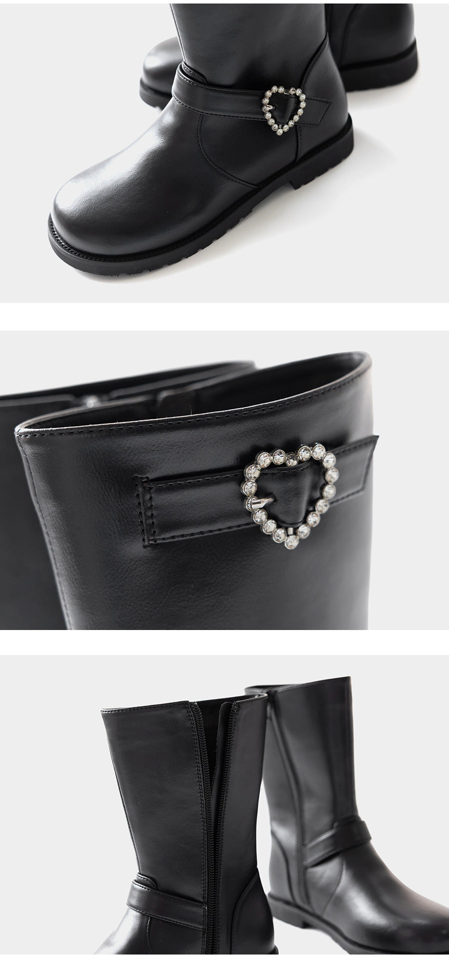 I LOVE J heart buckle middle boots