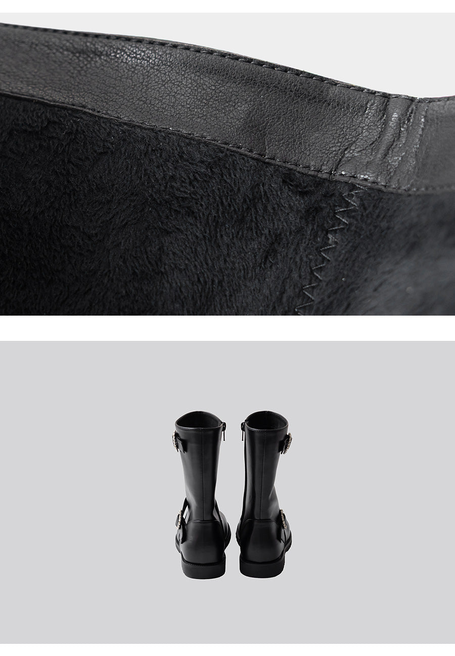 I LOVE J heart buckle middle boots