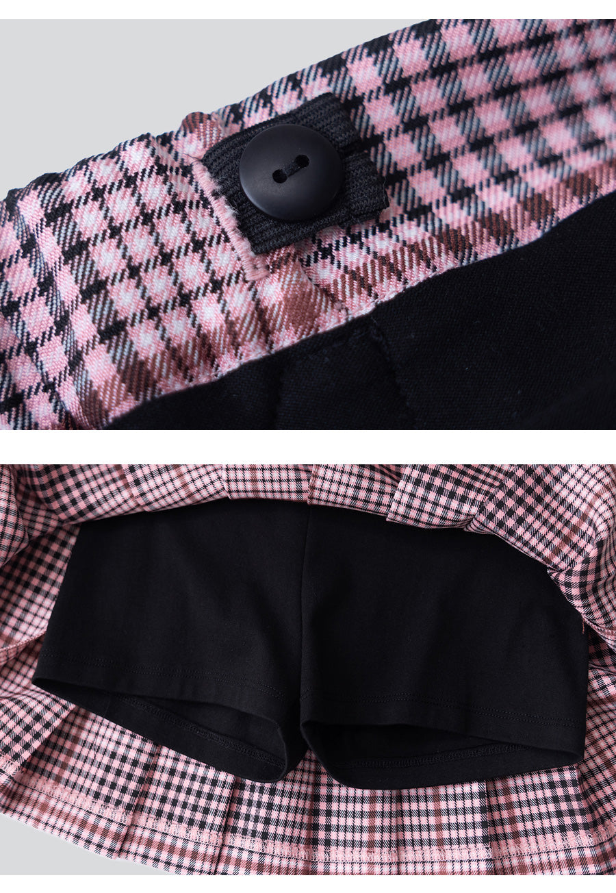 I LOVE J checkered pleats skirt
