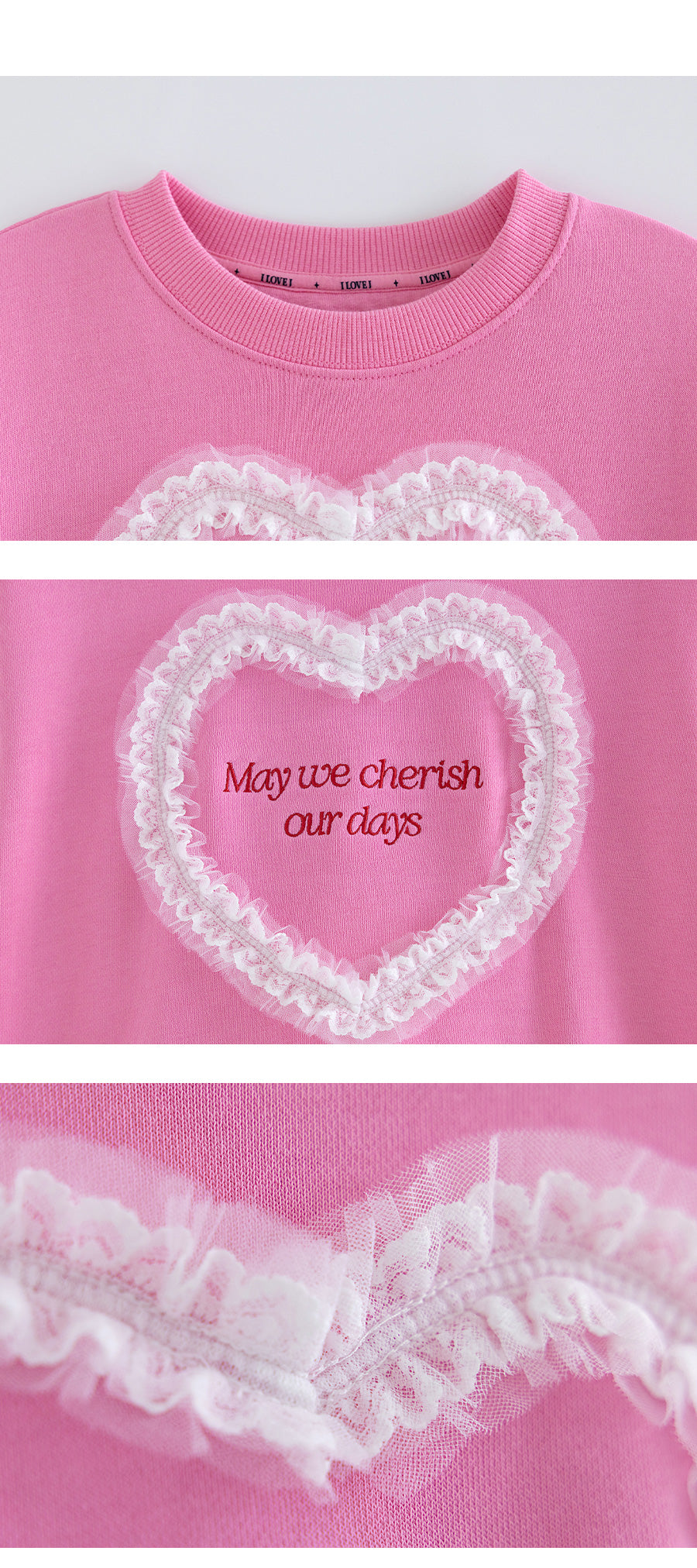 I LOVE J heart lace mtm top