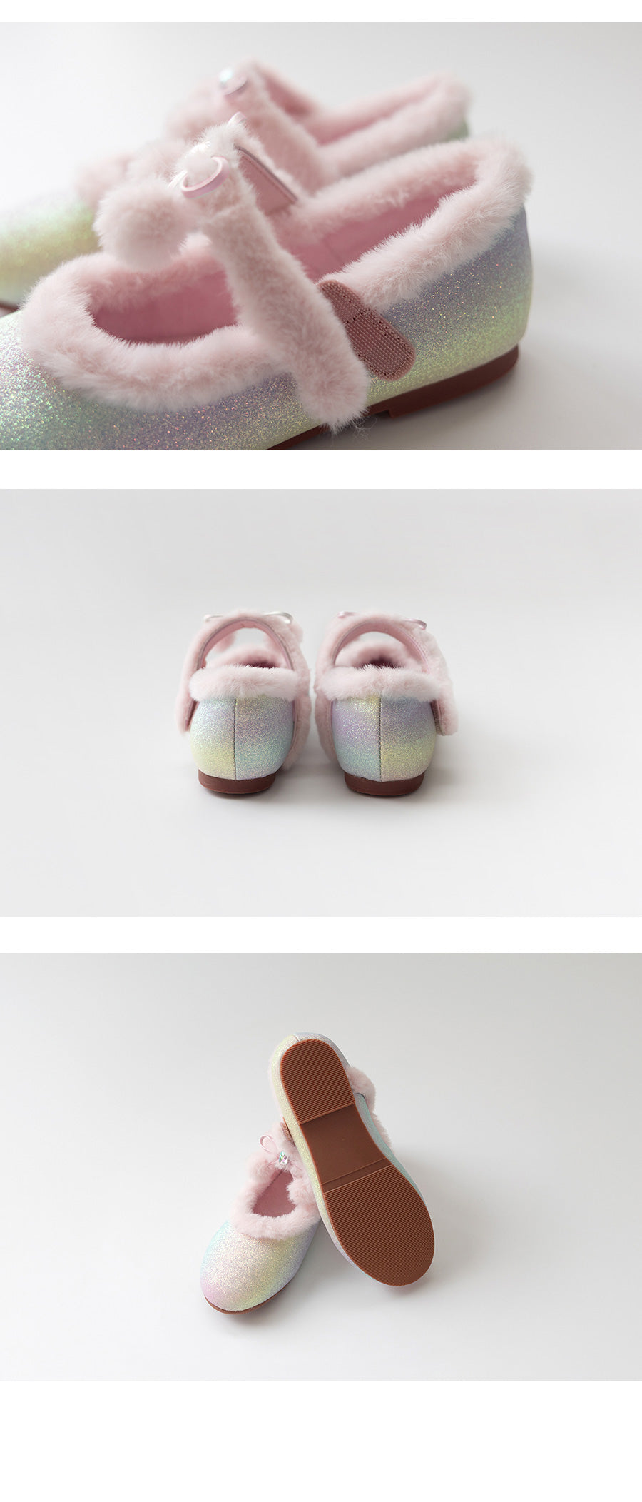 I LOVE J Rainbow fur sandal