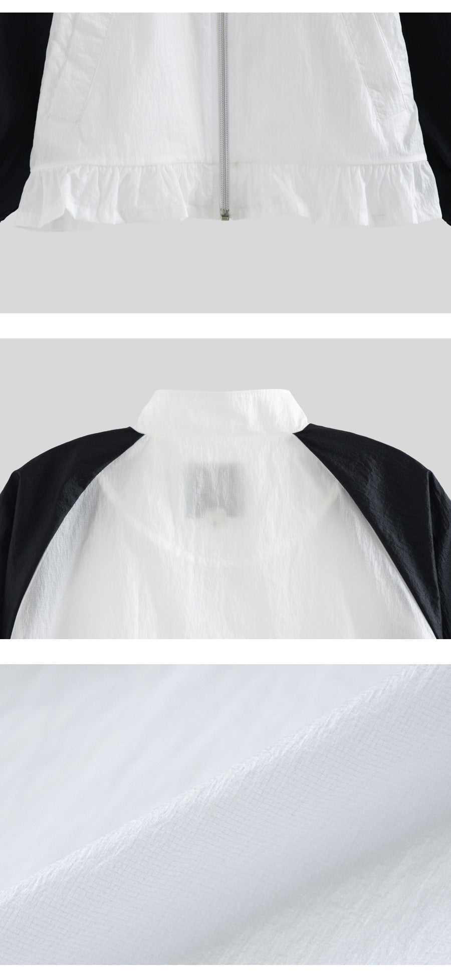 I LOVE J monget frill color-block windbreaker