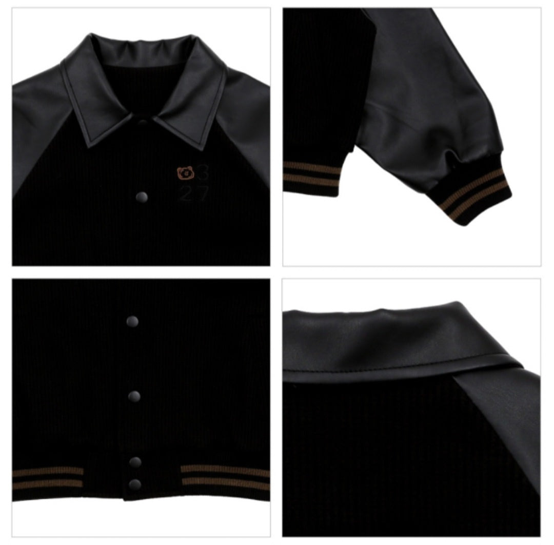 BEBEBEBE BE JUNIOR Leather baseball jacket