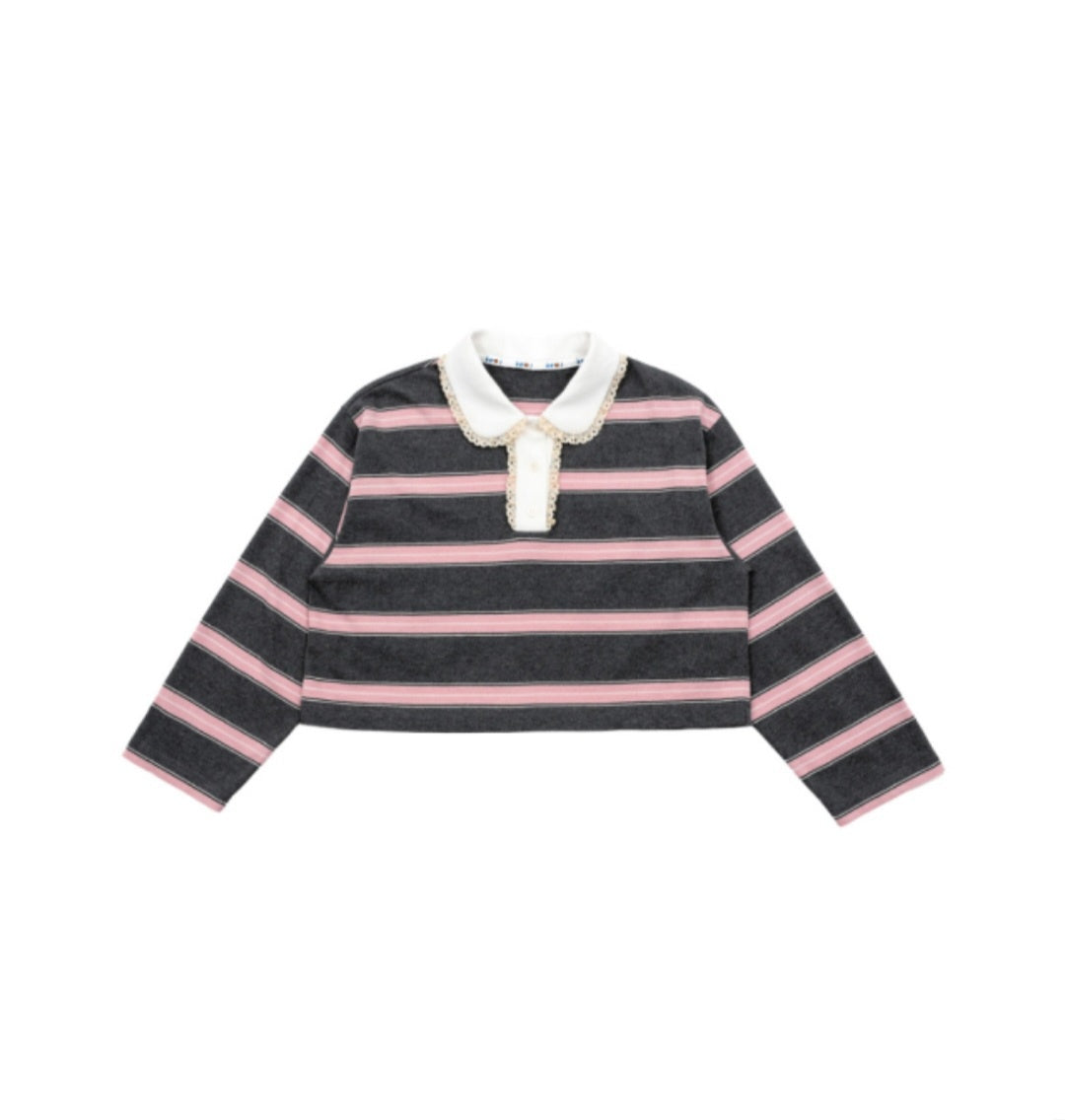 BEBEBEBE BE JUNIOR Pre Fall Lace collar cropped t-shirt