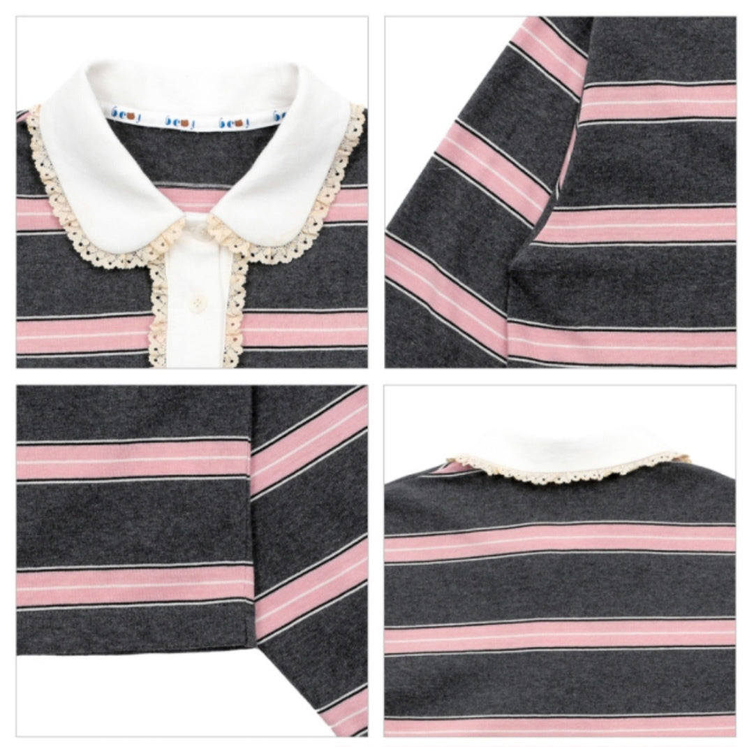 BEBEBEBE BE JUNIOR Pre Fall Lace collar cropped t-shirt