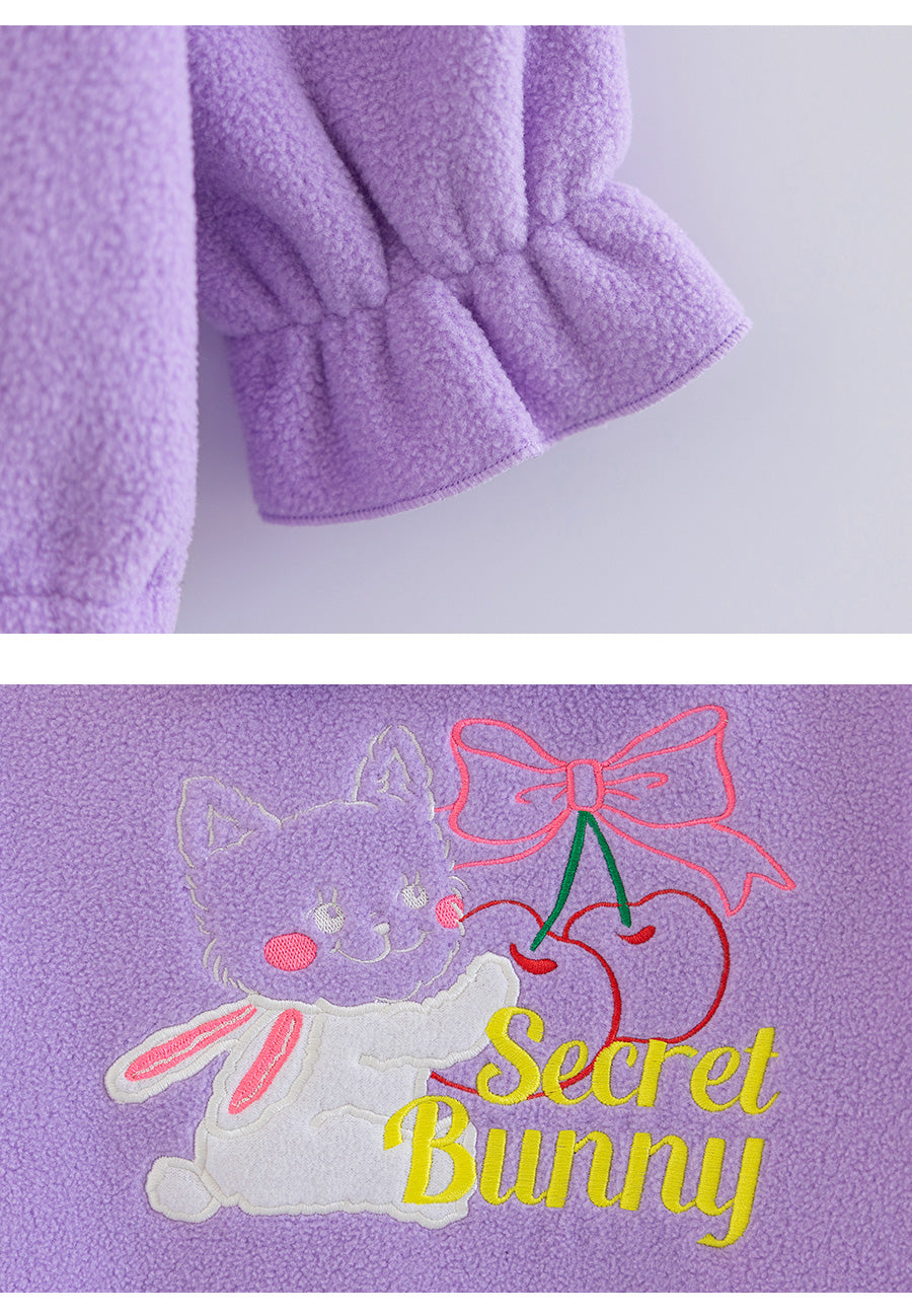 I LOVE J TODDLER secret bunny fleece 2pc set