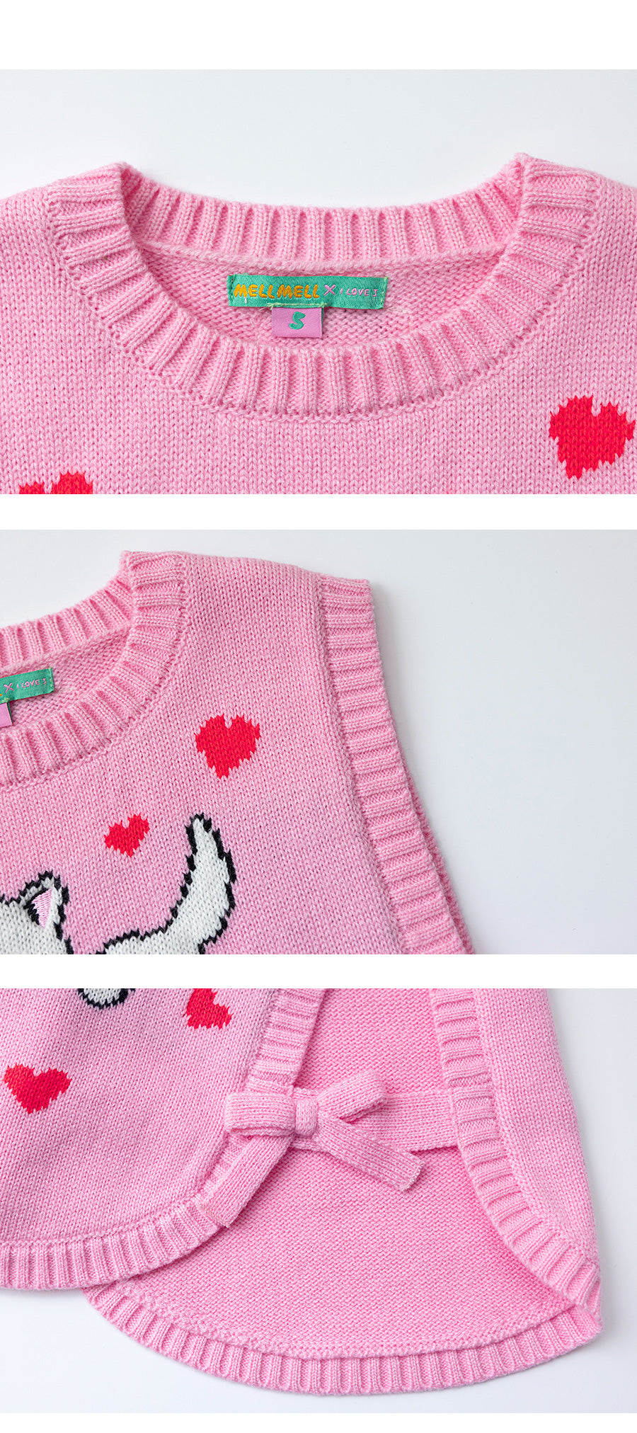 I LOVE J TODDLER cat heart knit vest