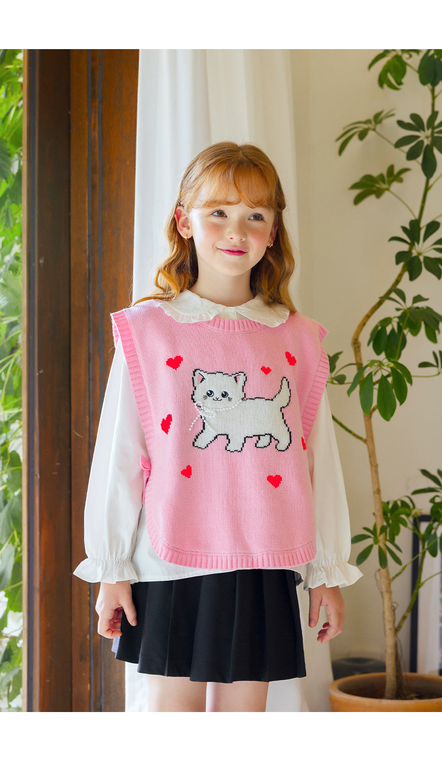 I LOVE J TODDLER cat heart knit vest