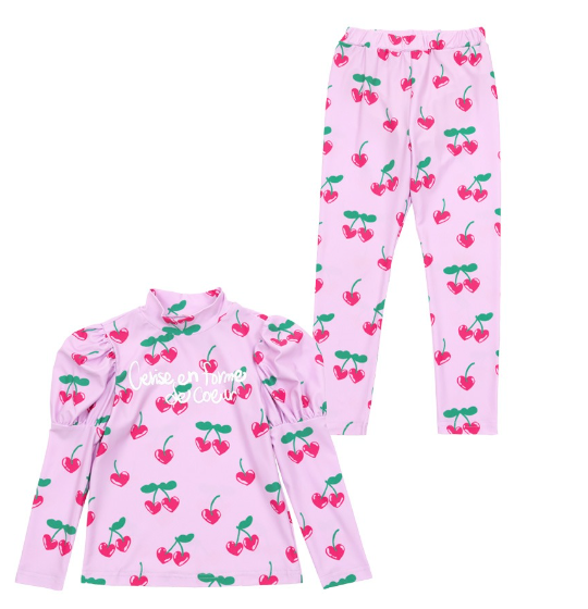 BEBEBEBE 2024 SUMMER Heart cherry rash guard SET