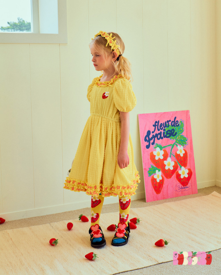 BEBEBEBE 2024 SUMMER Strawberry puff dress (YELLOW)