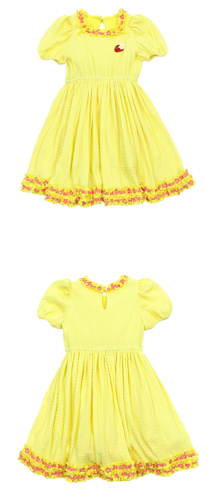BEBEBEBE 2024 SUMMER Strawberry puff dress (YELLOW)