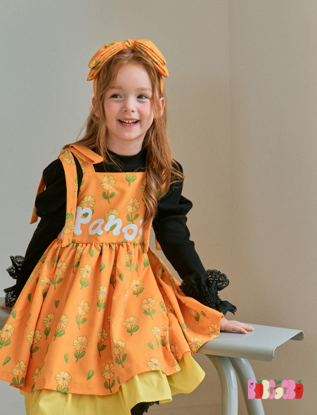 BEBEBEBE PRE FALL Yellow flower pinafore dress