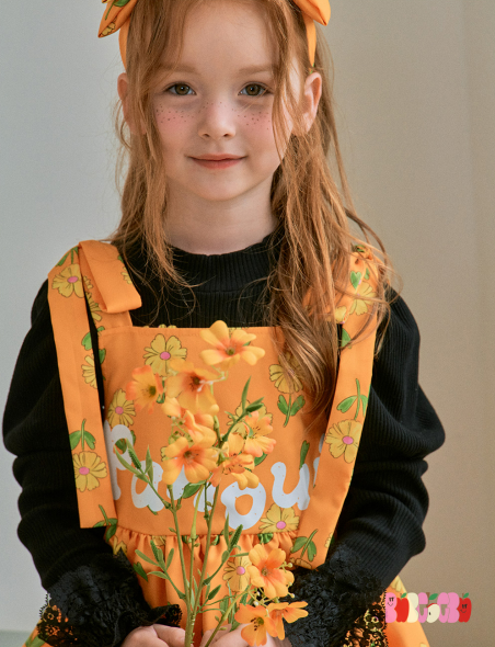 BEBEBEBE PRE FALL Yellow flower pinafore dress