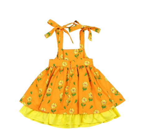 BEBEBEBE PRE FALL Yellow flower pinafore dress