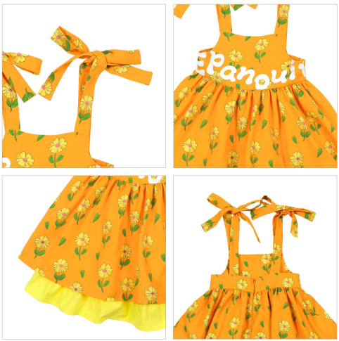 BEBEBEBE PRE FALL Yellow flower pinafore dress