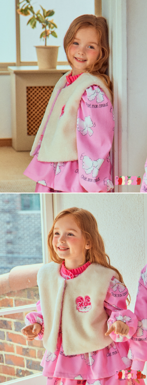 BEBEBEBE WINTER Knitting rabbit reversible crop fur vest