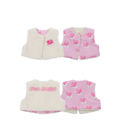 BEBEBEBE WINTER Knitting rabbit reversible crop fur vest