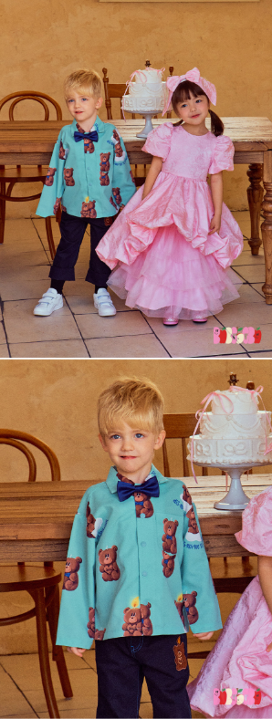 BEBEBEBE BIRTHDAY EDITION Blue ribbon bow tie