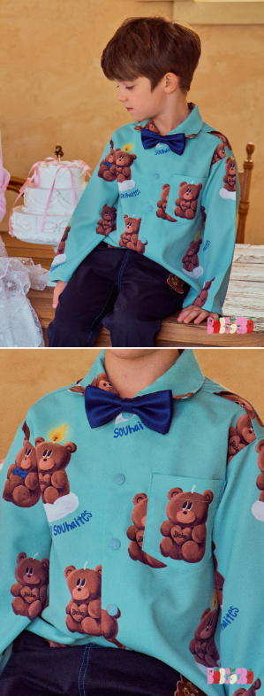 BEBEBEBE BIRTHDAY EDITION Blue ribbon bow tie