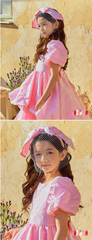 BEBEBEBE BIRTHDAY EDITION Big ribbon veil headband (PINK)