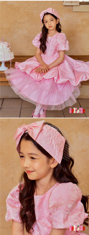 BEBEBEBE BIRTHDAY EDITION Big ribbon veil headband (PINK)