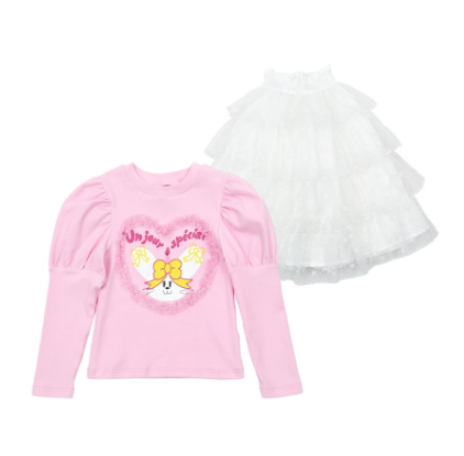BEBEBEBE BIRTHDAY EDITION  Ribbon rabbit birthday puff t-shirt + skirt SET