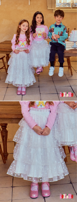 BEBEBEBE BIRTHDAY EDITION  Ribbon rabbit birthday puff t-shirt + skirt SET