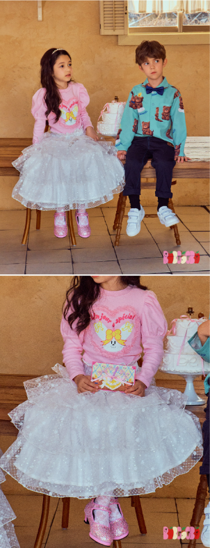 BEBEBEBE BIRTHDAY EDITION  Ribbon rabbit birthday puff t-shirt + skirt SET