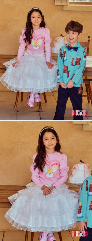 BEBEBEBE BIRTHDAY EDITION  Ribbon rabbit birthday puff t-shirt + skirt SET