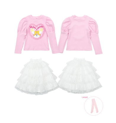 BEBEBEBE BIRTHDAY EDITION  Ribbon rabbit birthday puff t-shirt + skirt SET