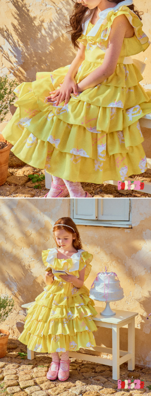 BEBEBEBE BIRTHDAY EDITION 2025 Birthday sleeveless Ribbon frill dress (YELLOW)